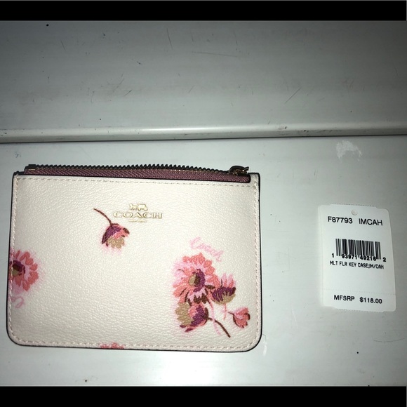 Nwt coach flower zipper pouch & key chain - Picture 2 of 6